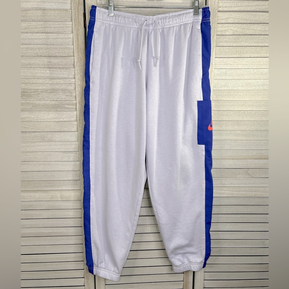 NIKE Women's Cotton Drawstring Jogging Pants Light Purple w Dark Contrast-Large